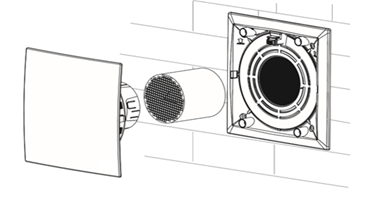 Einfache Installation der AURA-Lüftung: Schritt 5 – Keramikspeicher einsetzen.