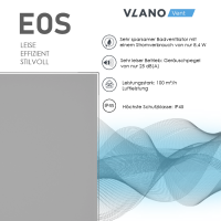 Badlüfter EOS 100 Silver mit Echtglasfront, Rückschlagklappe