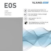 Badlüfter EOS 100 H Silver mit Feuchtigkeitssensor & Nachlauf